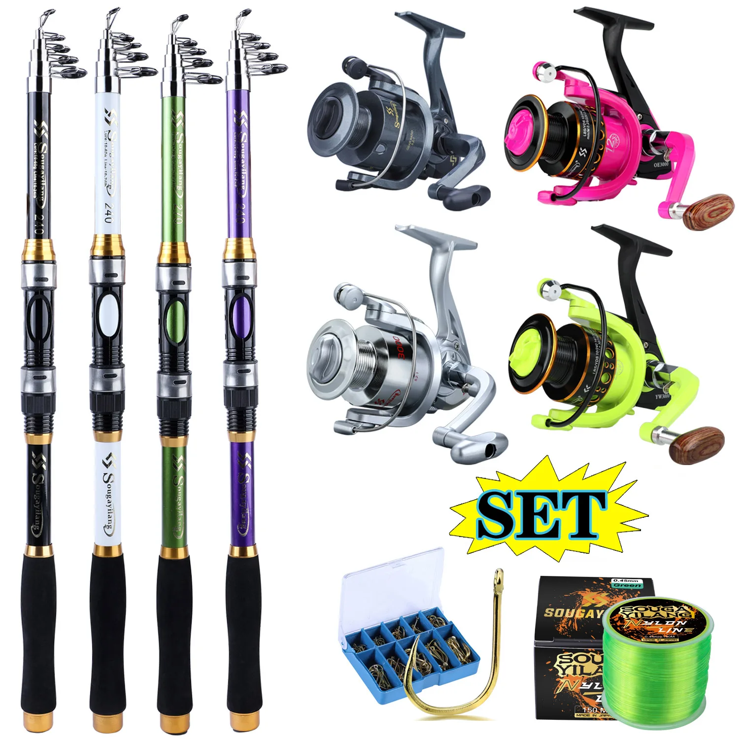 Description Picture 4 of itemSougayilang Spinning Fishing Combo 1.8m-2.7m Glass Fiber Telescopic Fishing Rod and 1000-4000 Size Spinning Fishing Reel Pesca
