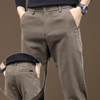 2024 New Autumn Winter Slim Straight Casual Pants Men Business Pants Trousers Male Work Clothes Black Gray Coffee Mens Clothing