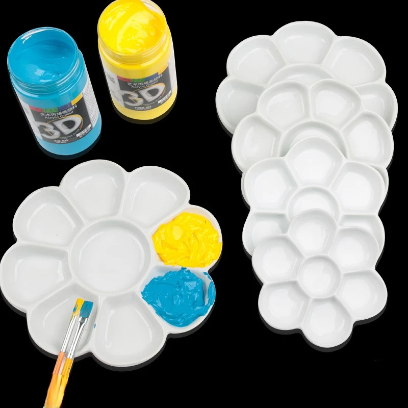 Plum Ceramic Palette Gouache Acrylic Paint Tray Jingdezhen Pottery Watercolor Plate Beautiful and Durable Multi-specification Paint Tray Color Palette Watercolor Palette