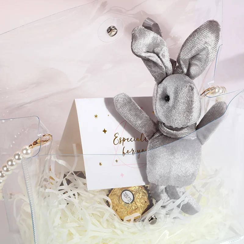 Wholesale Baby Birth Distributions Gifts Bags Transparent Wedding Gift Bags Guests Pvc Handle With Pearl Gifts Box 5