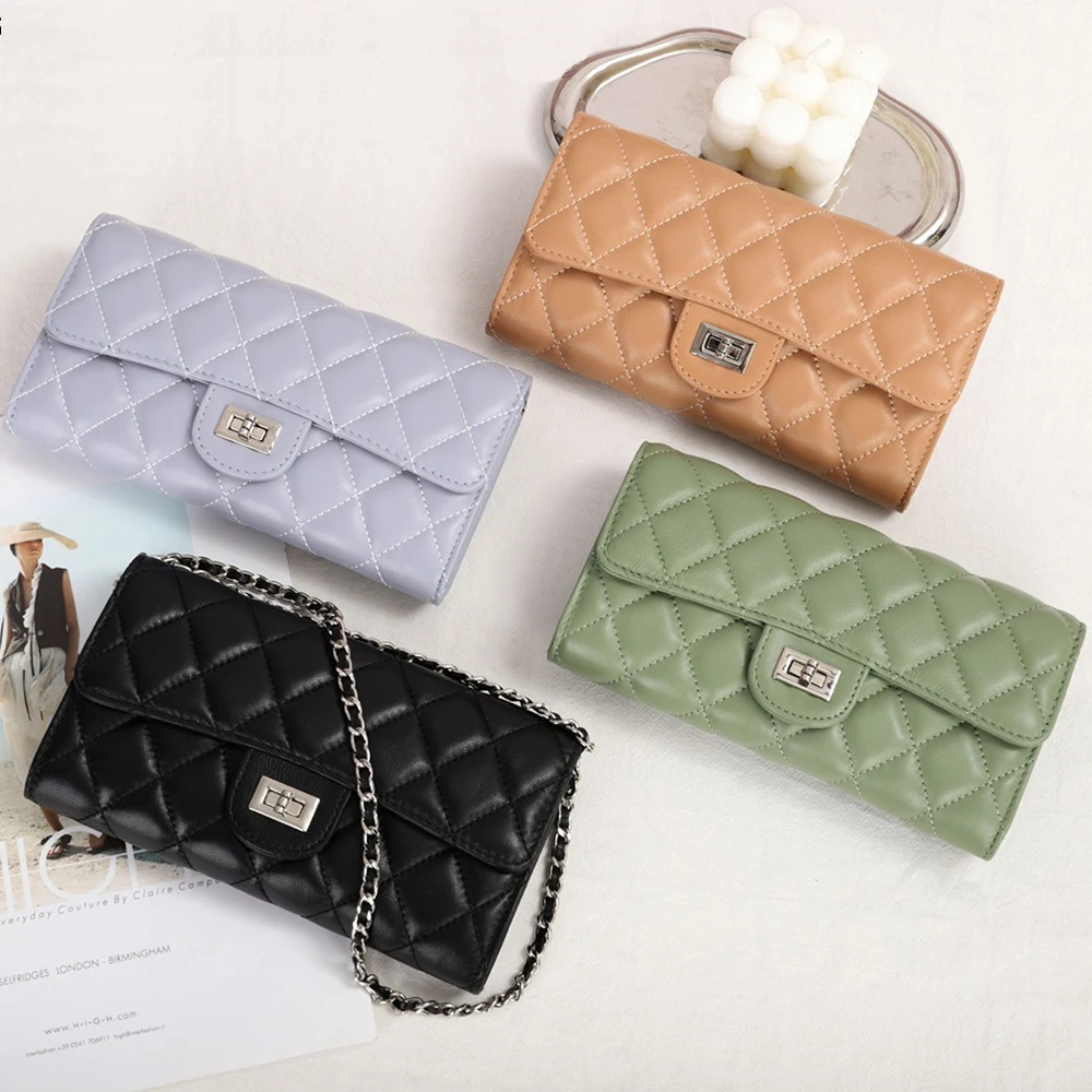 

Длинный кошелек-клатч из натуральной овечьей кожи с алмазной вышивкой