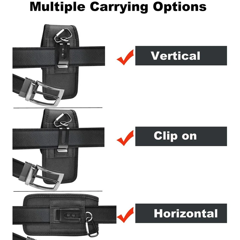 Durable Vertical Nylon Phone Holster with Belt Clip and Wallet Storage