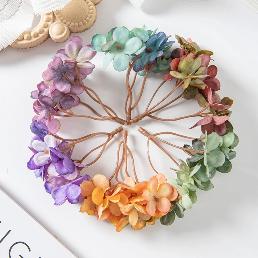 10 Stück Seide Hortensie Köpfe künstliche Blumen für zu Hause Hochzeit Dekor Candy Box Girlanden handgemachte Blumen arrangement Zubehör – Detail 4