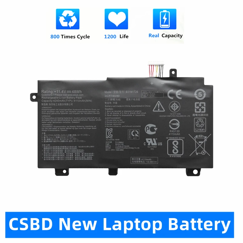 

CSBD New Original Battery B31N1726 For For ASUS F571GD X571GT X430 X430UF K430 S430 FX504 FX504GD FX504GE FX504GM Battery