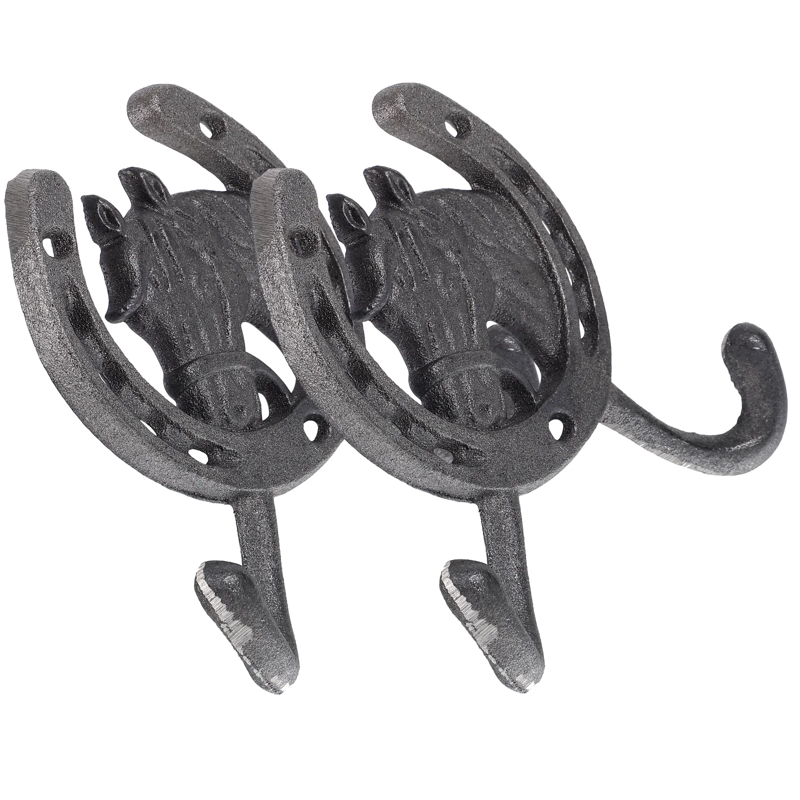 

2 Pcs Metal Cast Head Hook Clothes Rack Western Towel Entryway Wall Hanger Decorative Hooks Hanging