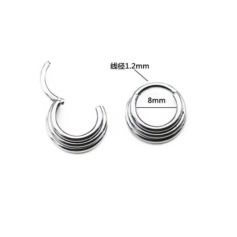 Nose Rings 316L Surgical Stainless Steel 3 Layer Septum Hoops for Women Clicker Tragus Helix Earrings 1pc