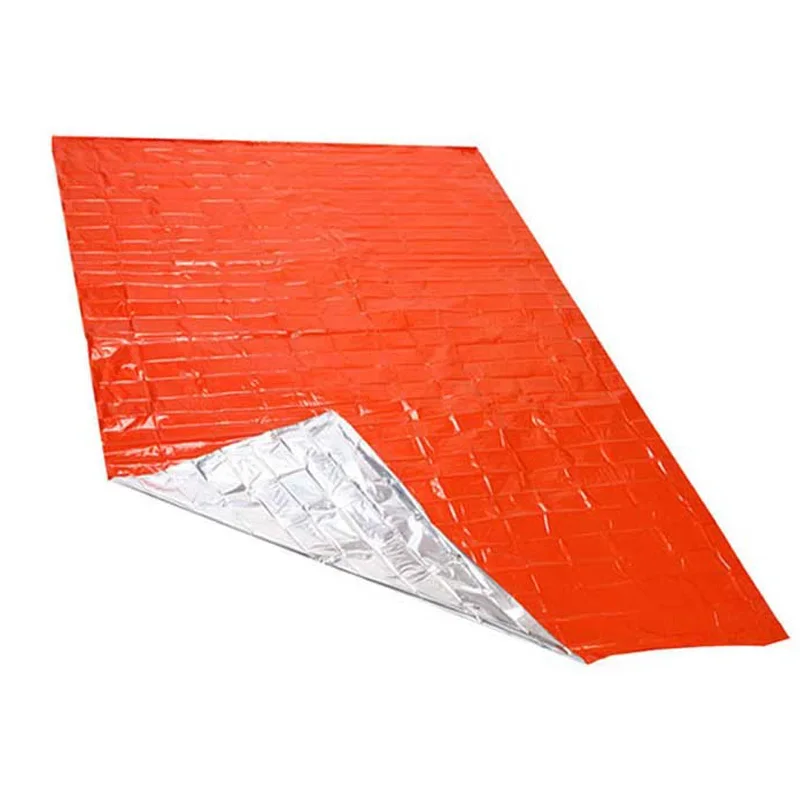 Emergency Thermal Poncho Blanket Lightweight Folding Water Resistant Windproof Sunshade Reusable Portable Camping Mat Pad Cover car sunshade emergency blanket