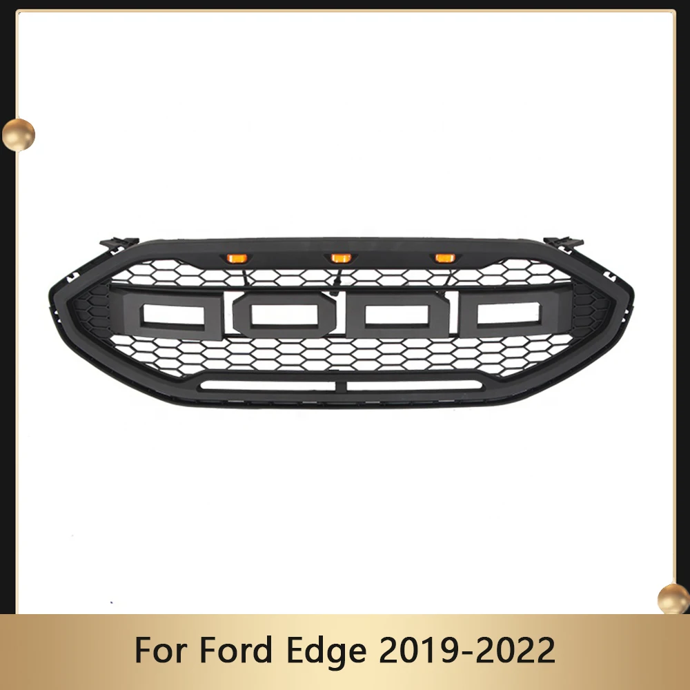 

Vehicle Bumper Vent Honeycomb Rim Grille For Ford Edge 2019 2020 2021 2022 Front Mesh Grilles Grille W/Led & Letters Upper Grid