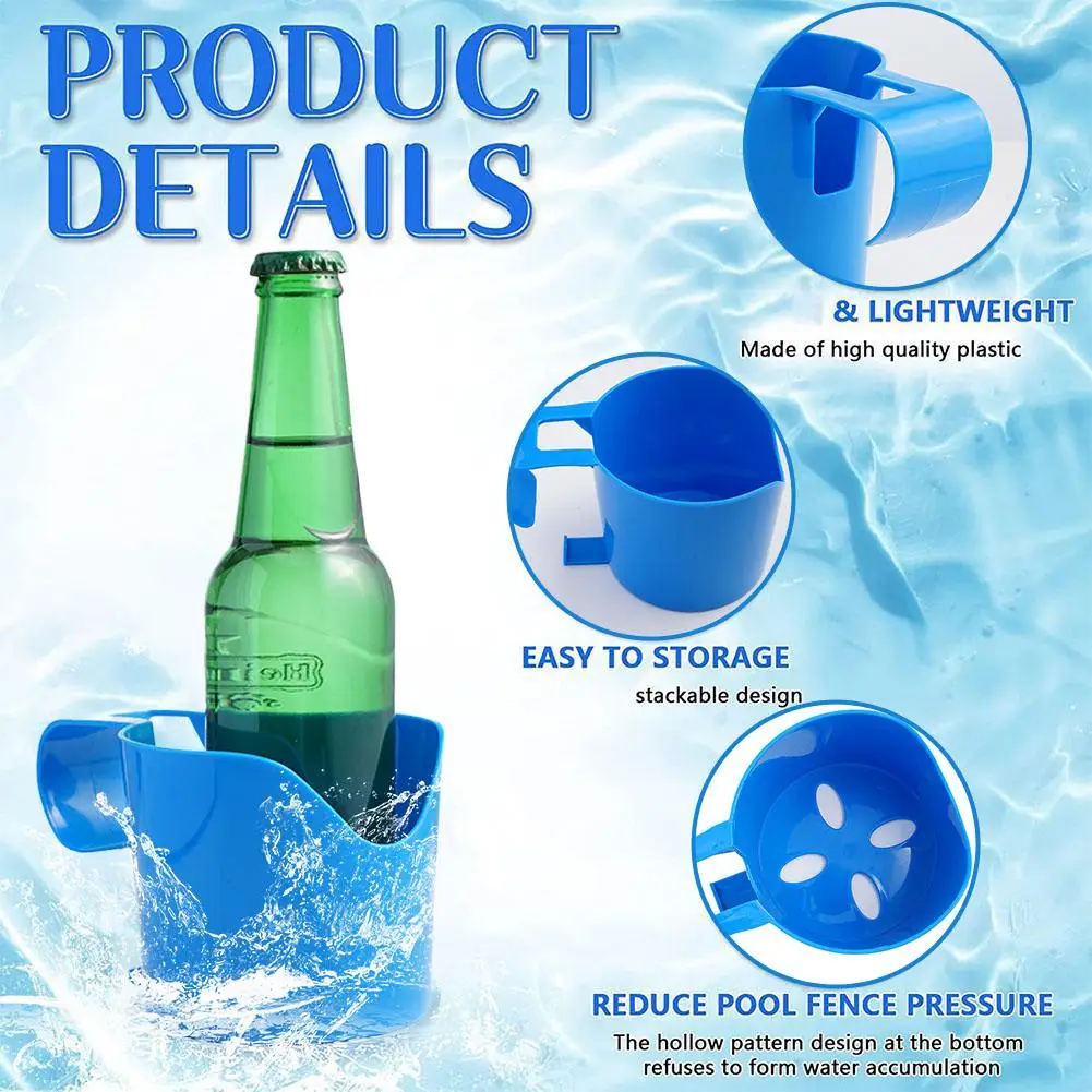 

4Pcs Pool Cup Holder For Drinks No Punching Swimming Pool Beer Bottle Drink Holder No Spills Pool Accessories For Pool Part G1E0