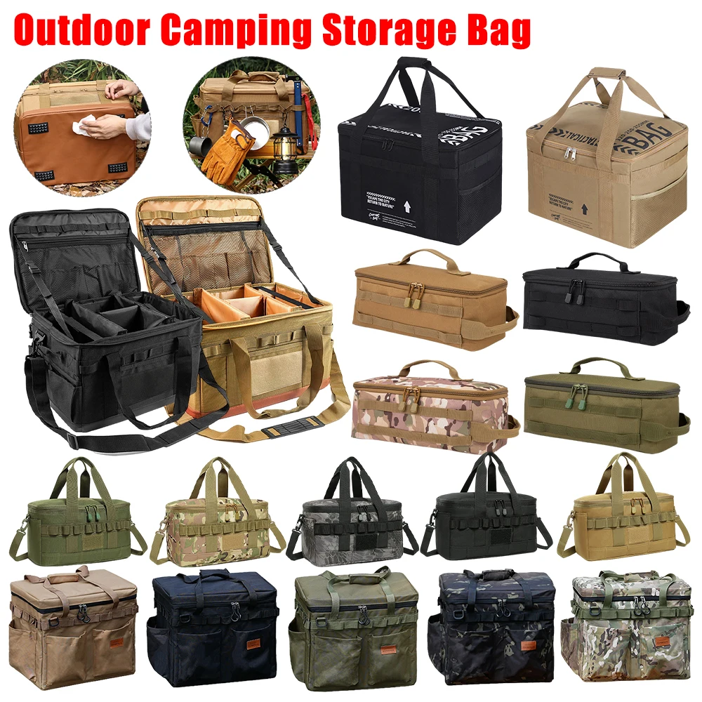 Camping Storage Bag Handheld Hard Picnic Storage Bag Cooking Utensil Organizer Detachable Travel Picnic Bags Camping Supplies