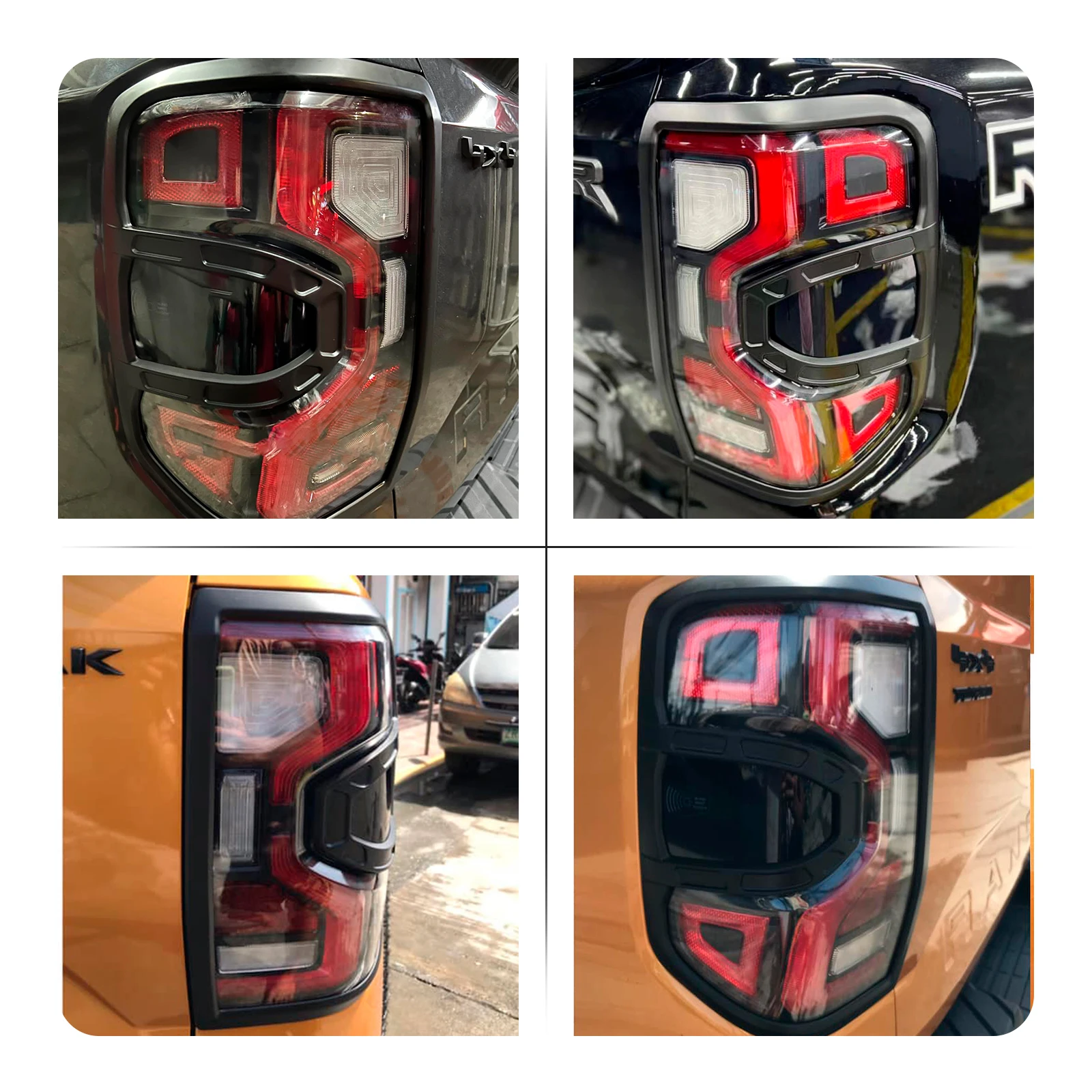 Car Accessories ABS Tail Lights Cover Surrounds Trim for Ford Ranger Wildtrak Sport XLT XLS XL Rear Lamp Hoods Decorative
