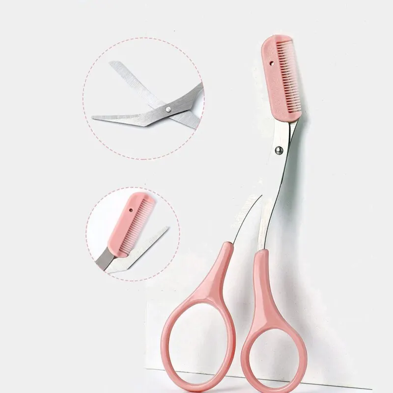 Eyebrow Trimmer Scissors Stainless Steel Beauty Tools Removable Eyelash Hair Remover Shaver Cutter Color Titanium eyebrow scissors stainless steel scissors
