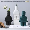 Minifigure Building Blocks Resin Robot Flower Vase Home Decoration Modern Home Interior Office Desk Decoration Pendants ваза 화병 1