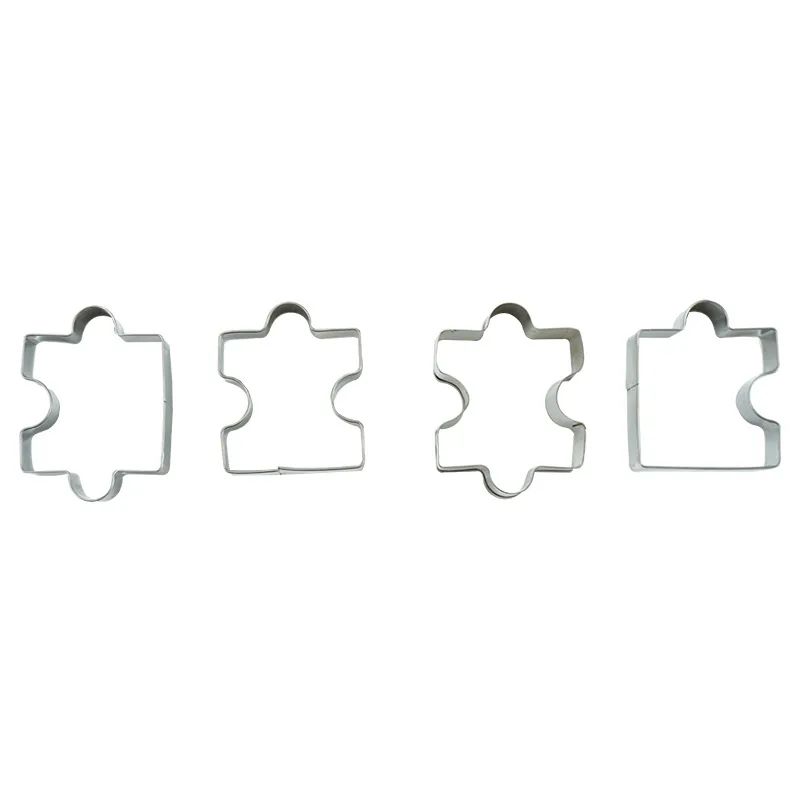 4pcs/set Stainless Steel Biscuit Cutter Puzzle Piece Mold Cutter  Cookie  Cake Frame Mould Pastry Baking Tools Accessories