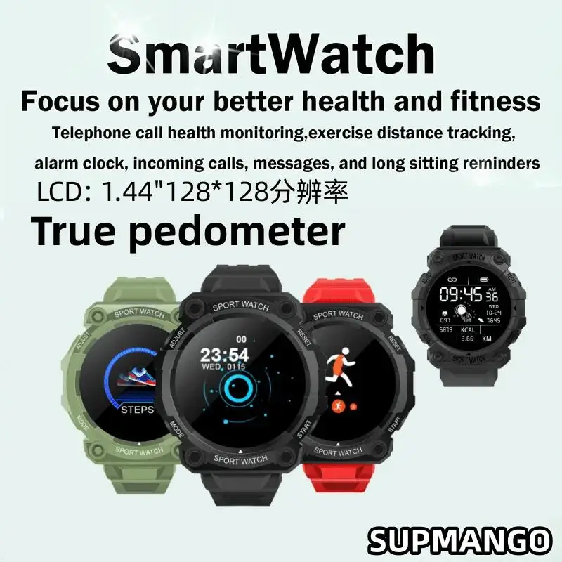 남녀공용 스마트 워치, 실제 걸음 수 카운트, 진정한 만보계, 피트니스 팔찌, 연결된 스포츠 시계, IOS 안드로이드용, FD68