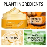 Turmeric  Clay Mask Deep Cleansing Facial Improves Dark Spots Acne Hydrating Skin Care Tightens Skin Evens Skin Tone 4