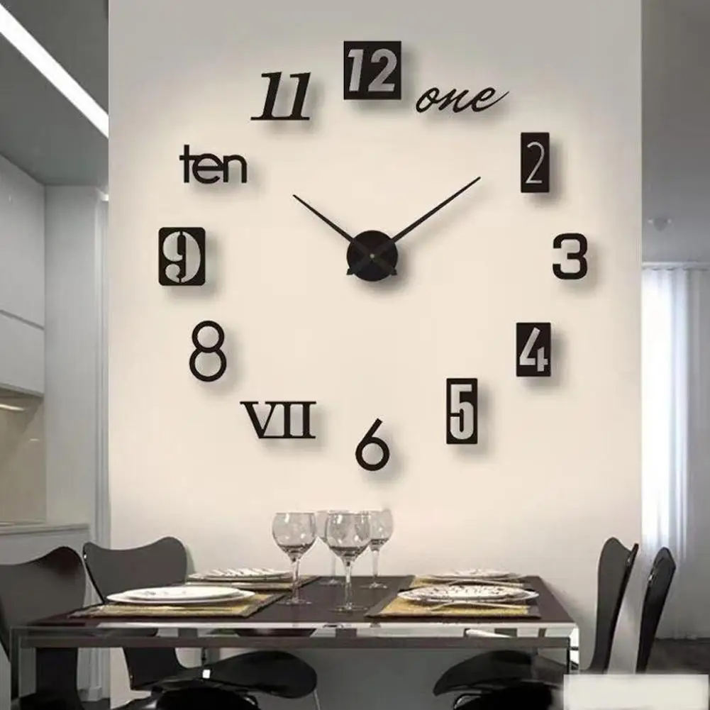 Modern Design Large Wall Clock 3D DIY Quartz Clocks Fashion Watches Acrylic Mirror Stickers Living Room Home Decor Horloge wall clock 3d wall clock 3d number wall clock