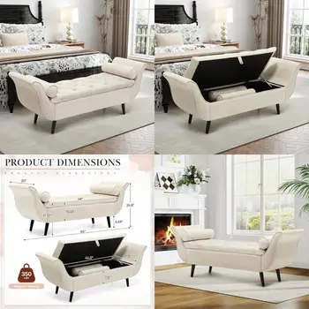 65" Luxurious Velvet Tufted Storage Bench – King Bed Ottoman 1