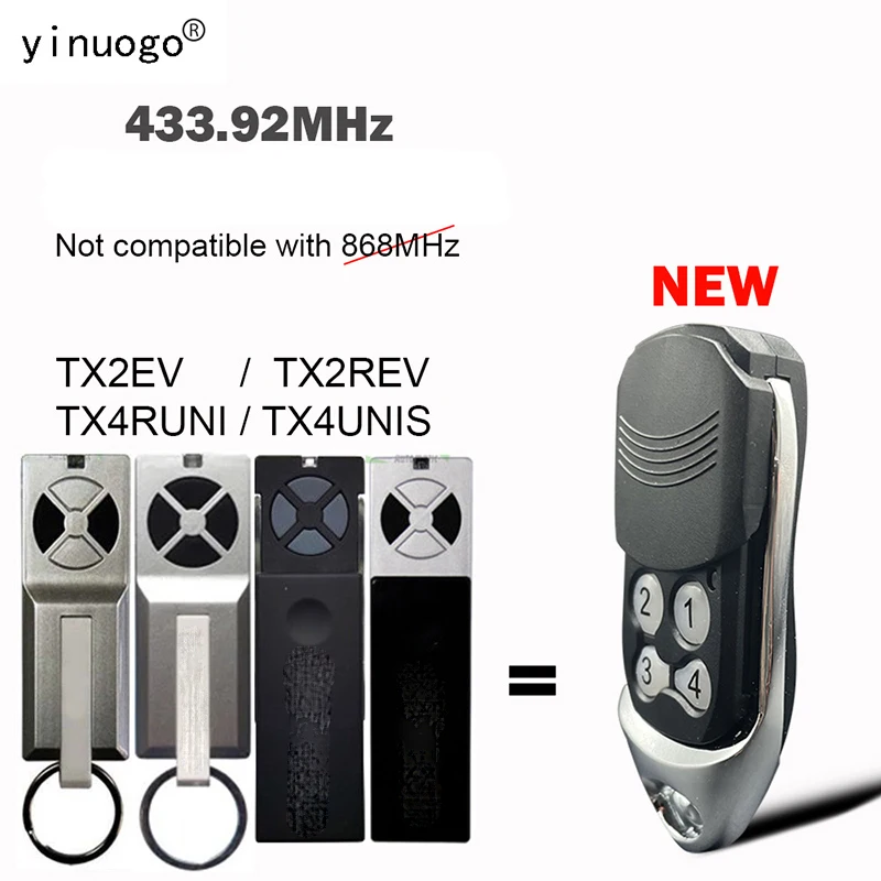 

Новый TX4UNIS TX2EV TX4RUNI TX2REV Замена пульта дистанционного управления для гаражных ворот 433,92 МГц Беспроводной передатчик с плавающим кодом