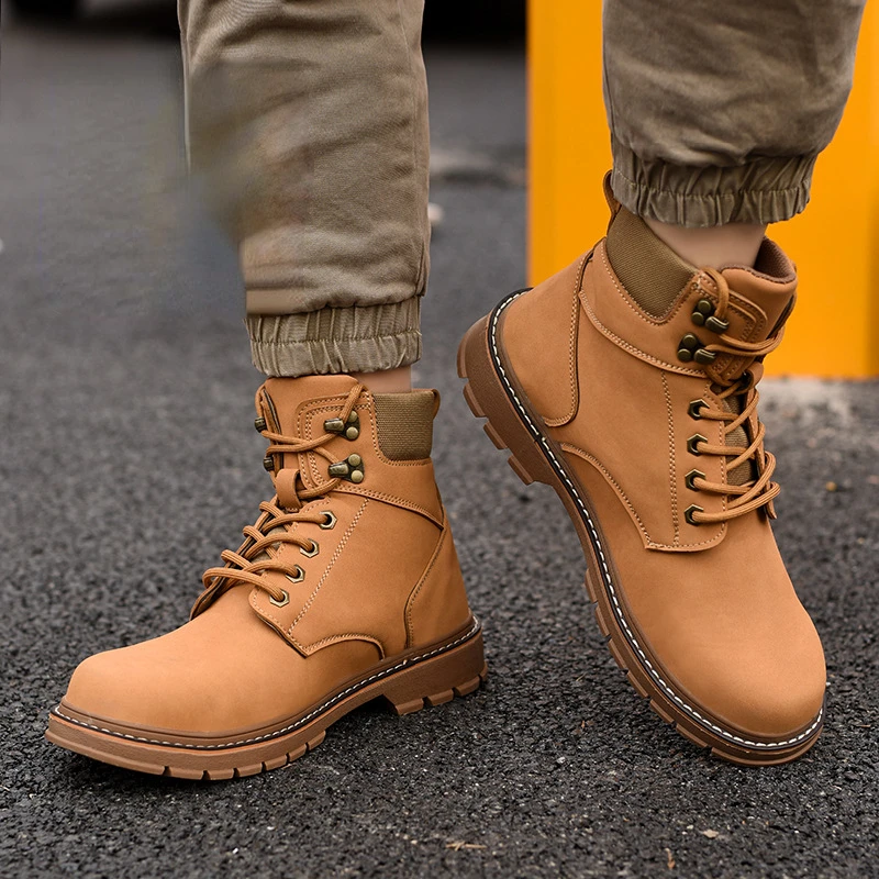 

WTEMPO Winter Men Boots Zip Lace-up Ankle Boots Comfy Snow Boots Fashion Men Casual Shoes Man Shoes