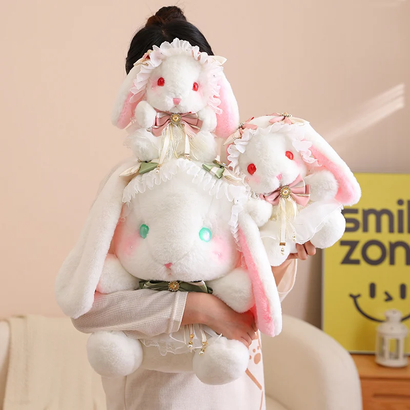 14/20/25/40cm Kawaii Lolita Rabbit Plush Toy Cute Stuffed Animals Bunny Plushies Keychain Doll Anime Soft Kids Toys for Girls