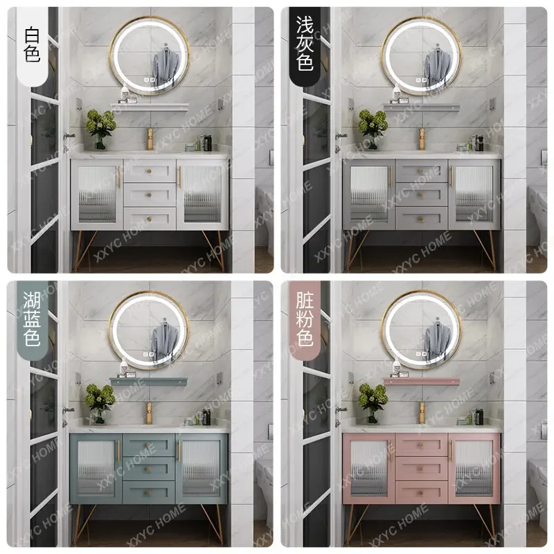 Combination Stone Plate Bathroom Cabinet Light Luxury Modern Simple Hand Washing Washbasin Smart Washstand