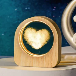 Enchanting Starry Sky Crystal Ball with Wooden Base - Solar System Galaxy Decor for Valentine's and Home Elegance (Love Cloud)