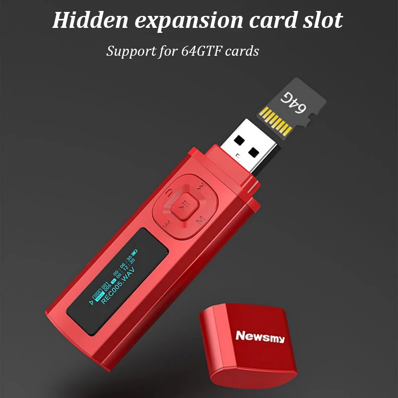 Mini 8GB Bluetooth MP3 Player with LED Screen with FM Radio MIC Support HD Recording TF Card E-book Reading  A-B Repeat