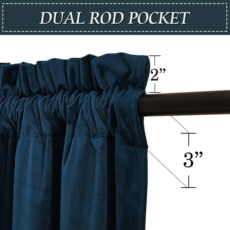 Navy Velvet Blackout Curtains 2