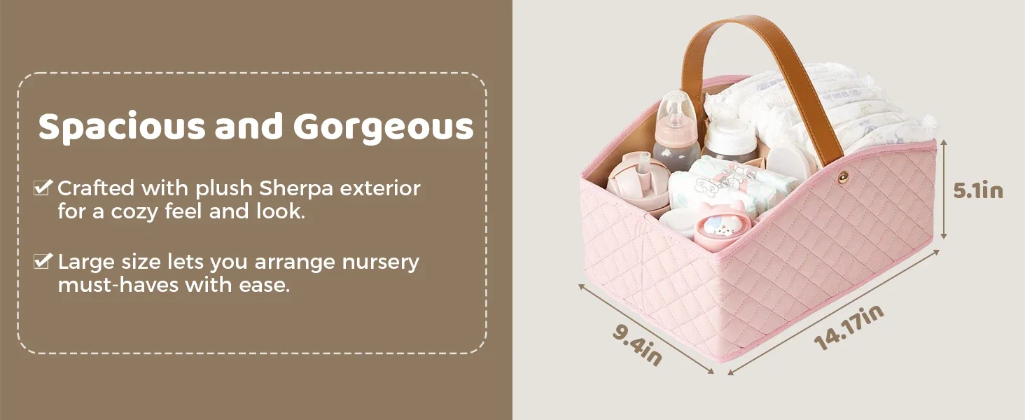 Baby Diaper Caddy Organizer Stylish Nursery Storage Basket Gift for Baby Shower Registry Must Have