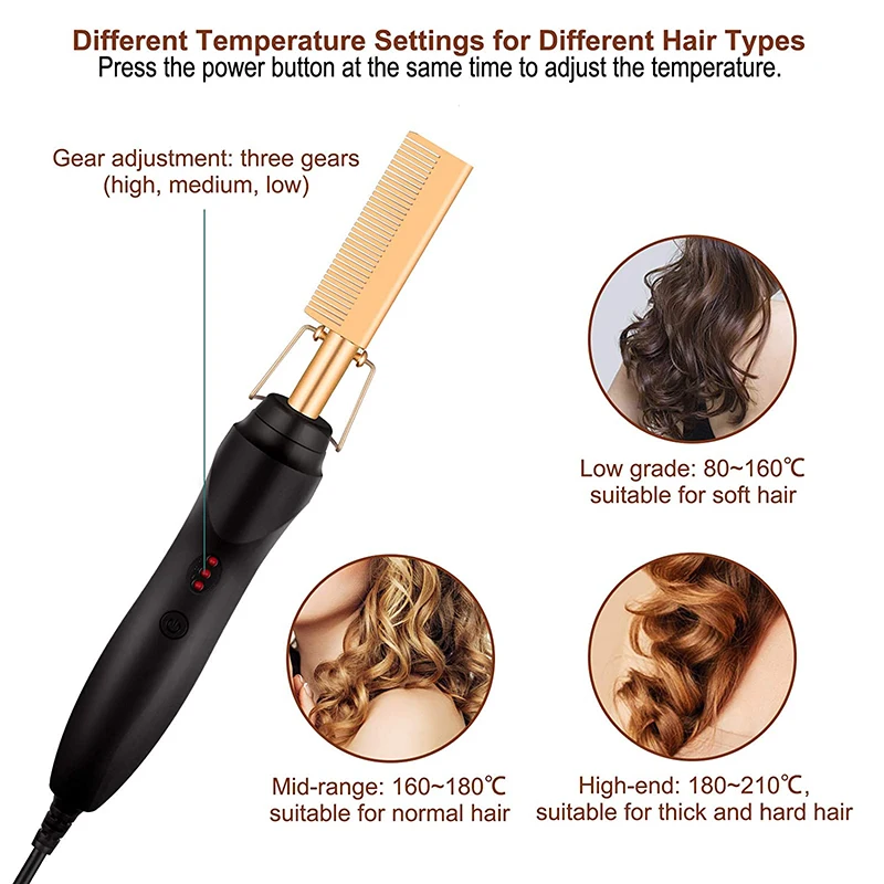 Professional Electric Ceramic Ionic Hair Straighten Straightener Brush Hot Comb Pressing Electric Hot Comb Hair Straightener 5