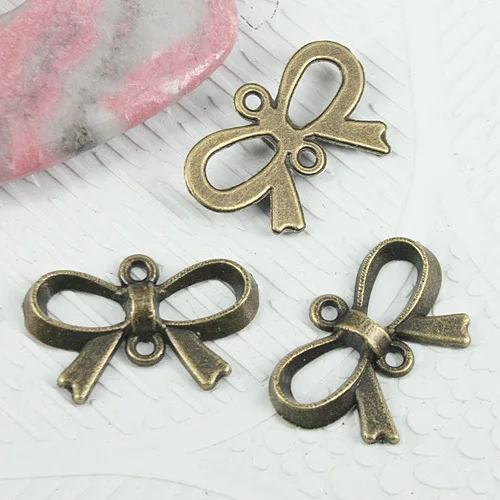 

20pcs 22*14mm Antiqued Bronze Color 21.5mm Long Ribbon Bow Connector EF0875 Jewelry Making Supplies