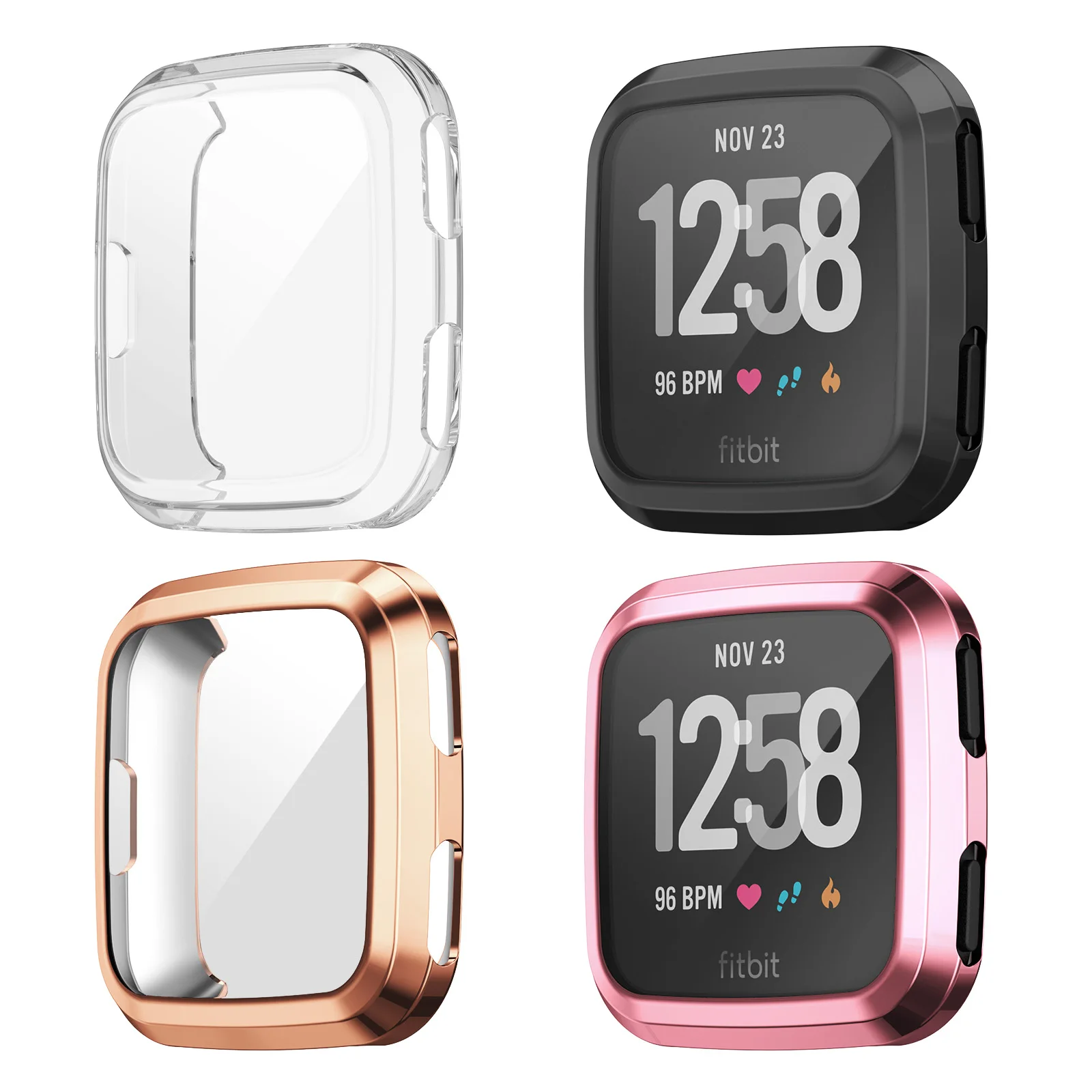 Měkké pouzdro pro fitbit versa 1/versa 2/versa 3/versa 4/versa lite plný obal ochránce lastura pro fitbit tušit 2/sense tlumič pouzdro