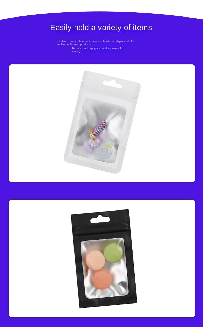 20-50 Stück Matte Zip-Lock Plastiktüten Aluminiumfolie Hologramm Lebensmittelbeutel Kleine Wasserdichte Wiederverschließbare Beutel Geschenkverpackung – Detail 7
