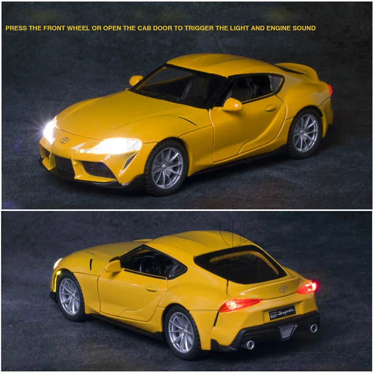 1/32 Toyota GR SUPRA Diecast Alloy Car Model High Simulation Metal Toy With Sound Light Pull Back For Kid Children Collection lego fire truck