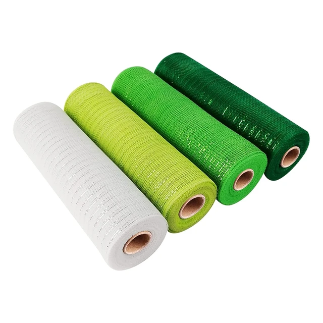 4 Roll Plastic Mesh Flower Packing Gauze Green White Wired Edge Ribbon 10  Inch X 30 Feet Poly Deco Mesh Ribbon - AliExpress