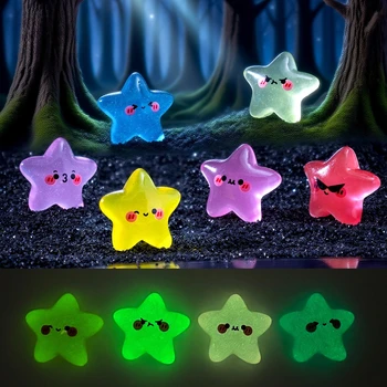 10/20/50pcs Cartoon Cute Luminous Stars Miniature Figurines Creative Kawaii Glow Mini Small Ornament Home Decoration Accessories 1