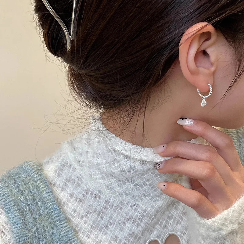 PONYKISS 실버 컬러 문 스톤 하트 펜던트 후프 귀걸이 여성용 파티 클래식 패션 쥬얼리 미니멀리스트 액세서리