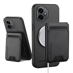 Magnetic Leather Wallet Card Holder Case with Stand Feature for Honor 400 Global (Black)