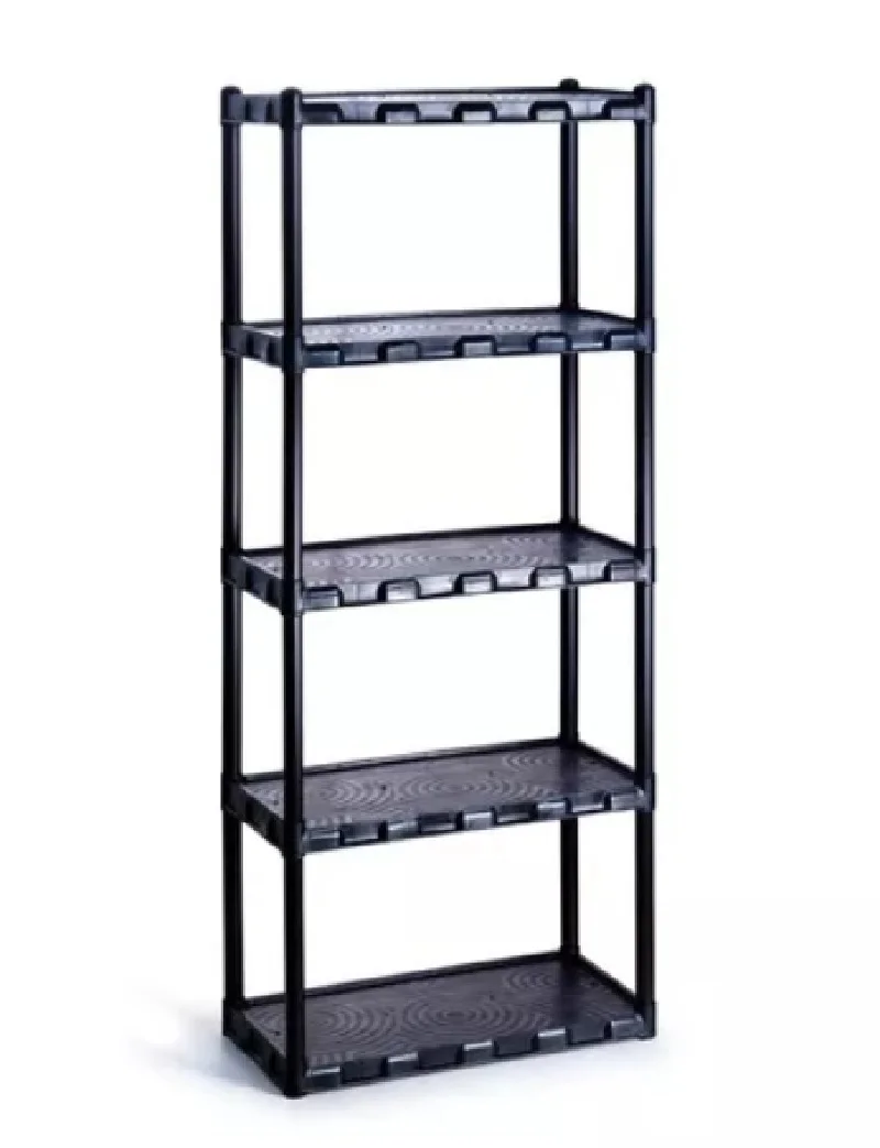 5 Shelves Black Plastic Modular Bookshelf Storage Holders & Racks