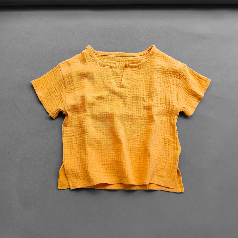 Girls Boys T shirt Summer Children Cotton Linen Soft Tops Clothes T-shirt Baby Girls Short Sleeve Shirt For Kids Tops Tees - 3