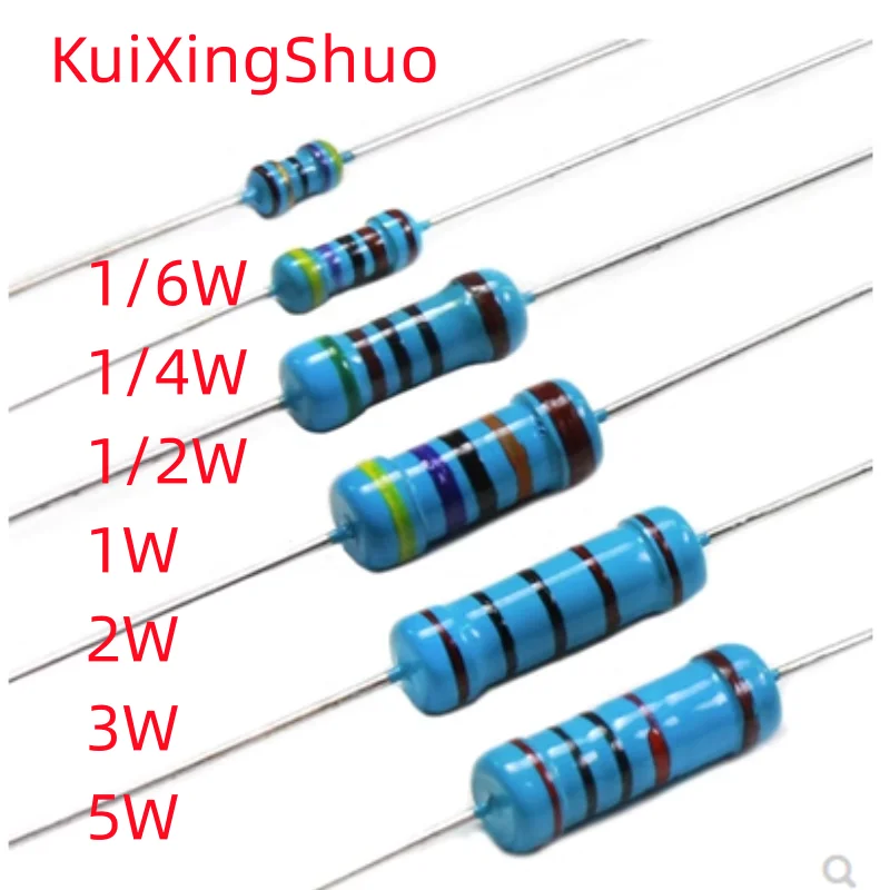 (50PCS)1/6W 1/8W (0.125 W) 1% metal film resistor 1ohm /10/100/1k/10k/100k/1M/2.2/4.7R/47R/470R/4.7K/47K/470K/4.7M/120/150/180R