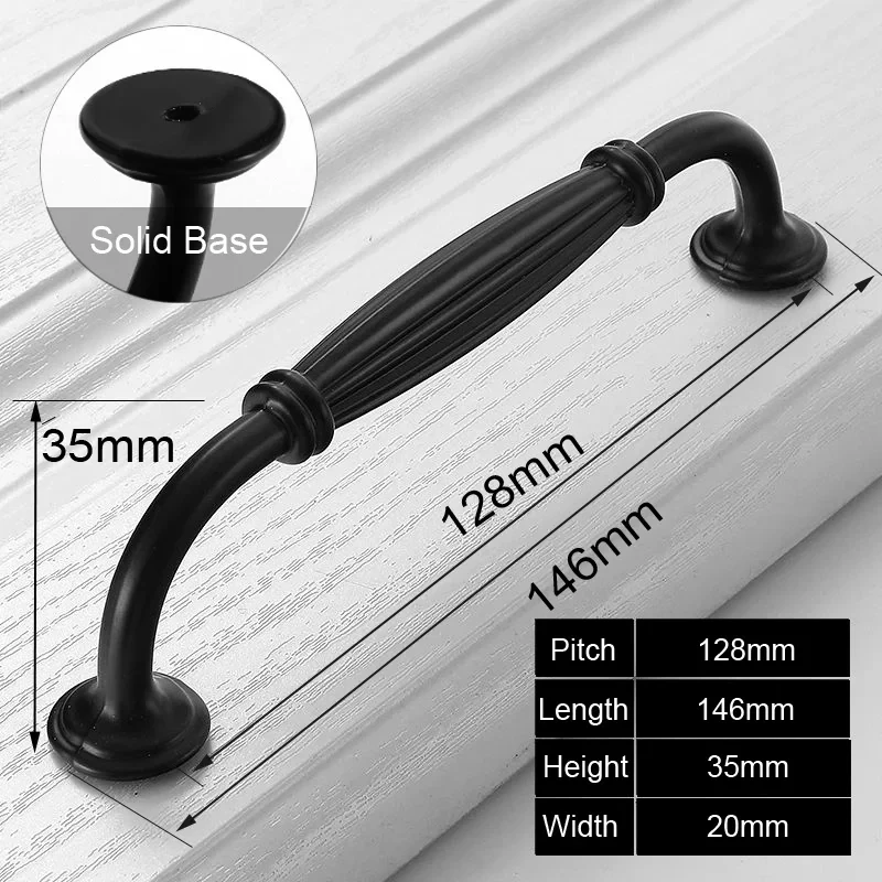 Sleek Black Aluminum Bedside Cabinet Pulls - Minimalist Furniture Hardware Handles