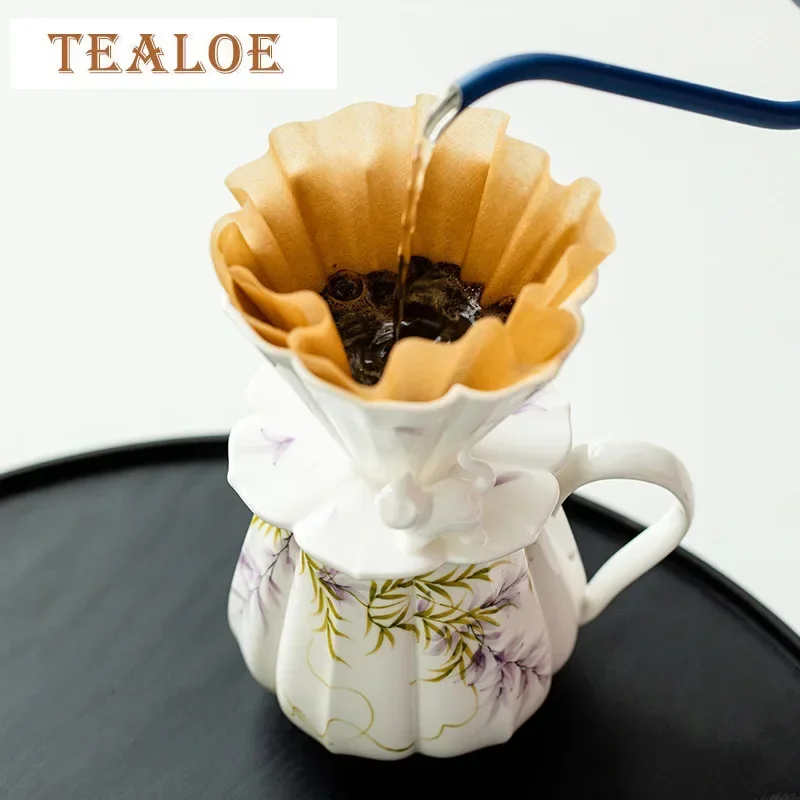 280ml Pure Hand-painted Wisteria Flower Tea Pitcher Lotus Petal Serving Cup Coffee Fair Cup Cha Hai Justice Kung Fu Tea Item