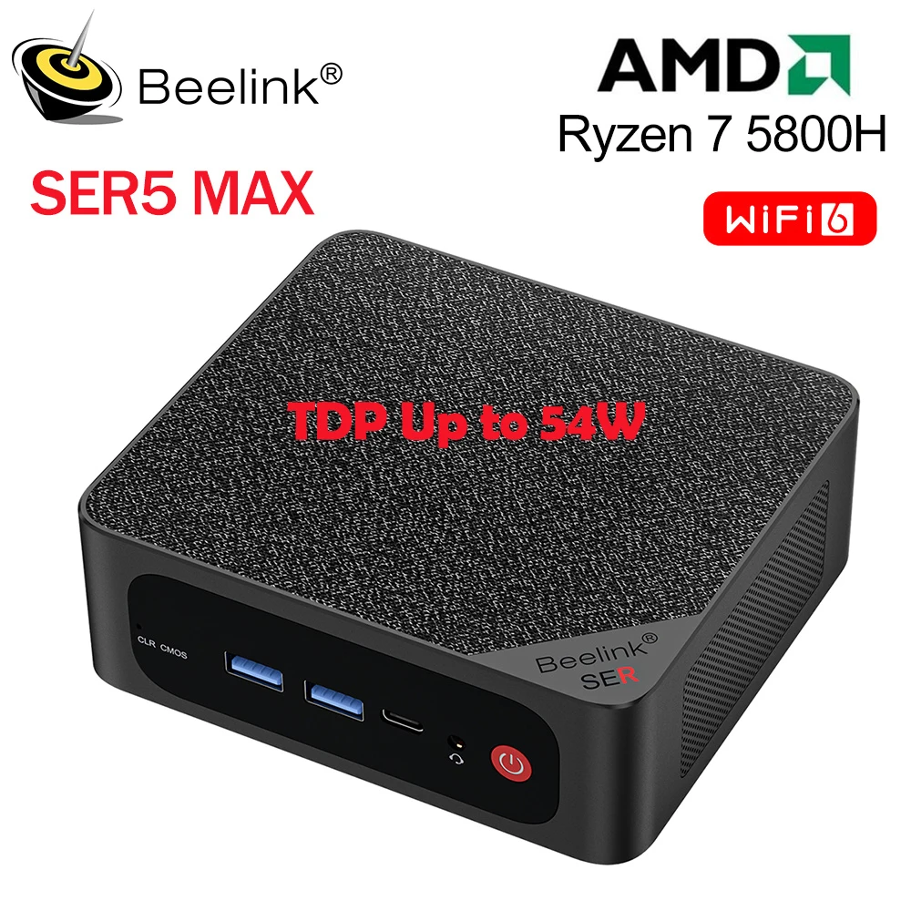 Genmachine Mini PC AMD Ryzen 5 5600H (Up to 4.2GHz) 6C/12T, 16GB DDR4 512GB  M.2 NVME SSD, Small Desktop Computer WiFi 6/BT5.2, TripleDisplay, Dual