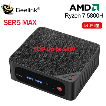Beelink 미니 PC 게임용 미니 컴퓨터, SER5 맥스 AMD 라이젠 7 5800H DDR4 32G 500G NVME SSD SER6 프로 7735HS DDR5 SER5 프로 5700U 5500U
