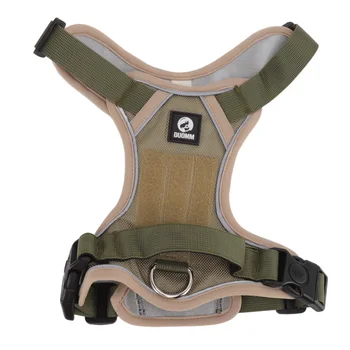 Arnés Chaleco Antiescape Seguridad Perros Grandes - Reflectante, Transpirable, Ajustable, Caqui