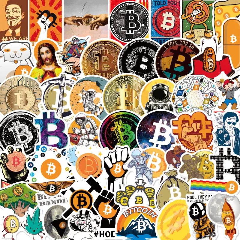 

50pcs Personalized Fashionable Bitcoin Water Cup Laptop Suitcase Waterproof Decorative Sticker