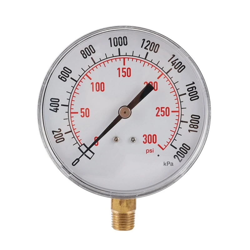 

1/4" BSPT Thread Pressure Gauge Pressure Meter for Fuel Air Oil Liquid Water Bottom Mount 0-300psi/0-2000kps