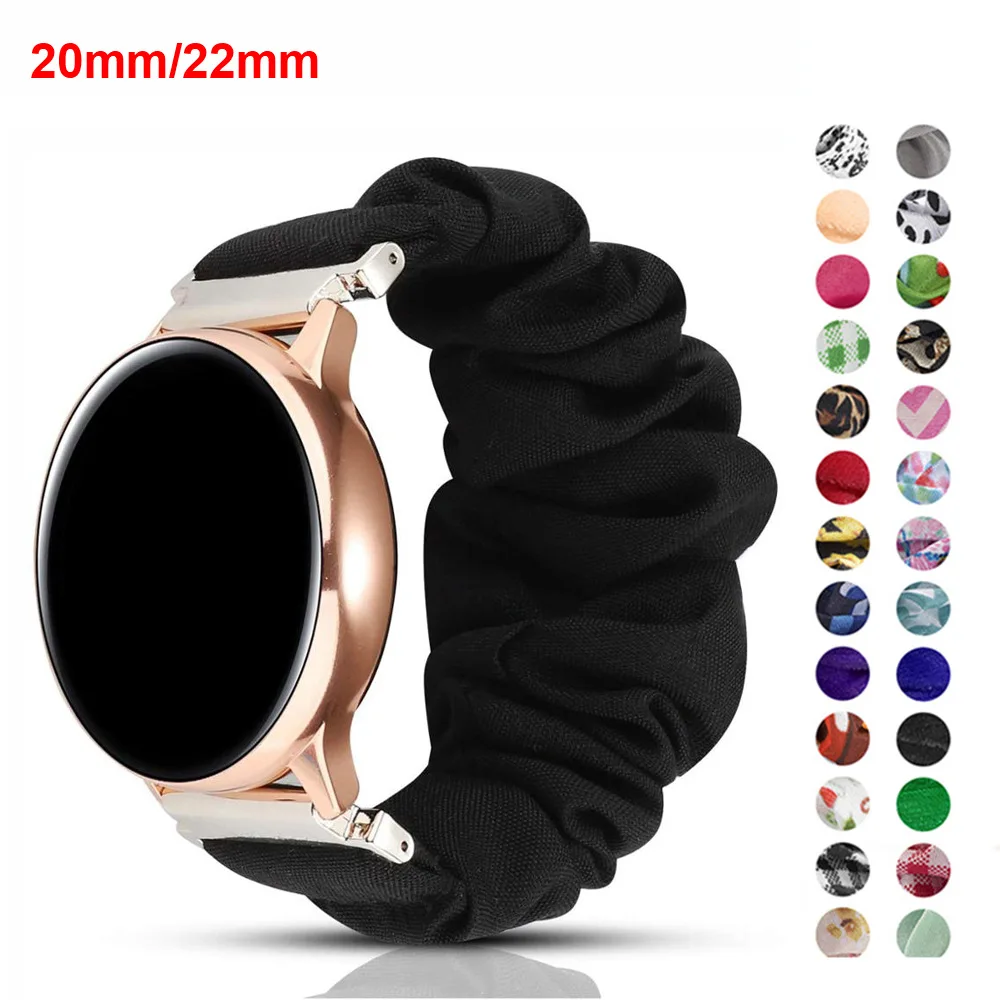 Cinturino in nylon 20mm 22mm per Samsung Galaxy Watch 4/5 44mm 40mm/Active 2/Gear S3 Scrunchies Bracciale elastico per Huawei GT 2 3 Pro_voghion.com